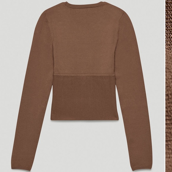 Aritzia Babaton Refinery Sculpt Knit Sweater in pine cone brown - Picture 3 of 6